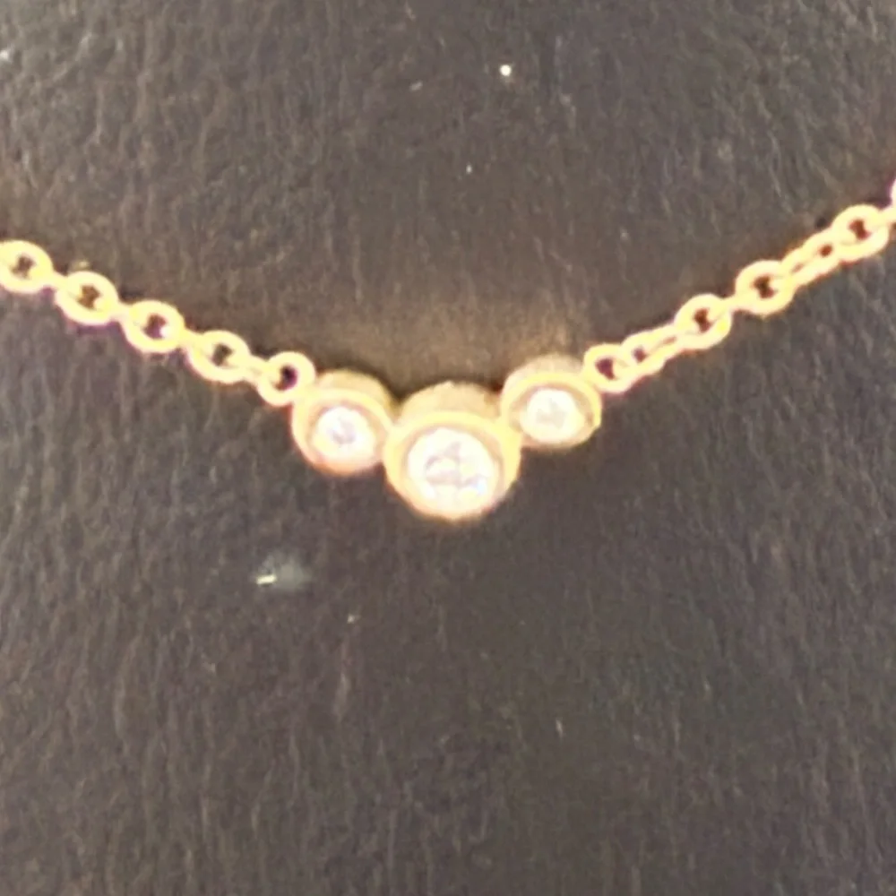 Zoe Chicco NEW 14k 3 Graduated Small diamond bezel necklace Mfg $650
